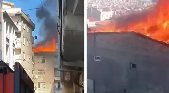 Esenler'de 5 Katlı Bina Çatısında Yangın Çıktı