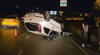 Şişli'de Takla Atan Otomobilin Sürücüsü Yaralanmadan Kurtuldu