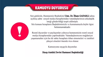 Sinop Hastanesinden Sahte Hesap Uyarısı