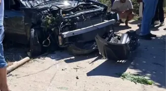 Önce aydınlatma direğine, sonra ağaca çarptı: 2 yaralı