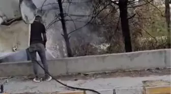 Adıyaman'da Mikser Sürücüsü, Yangını Söndürerek Ağaçları Kurtardı