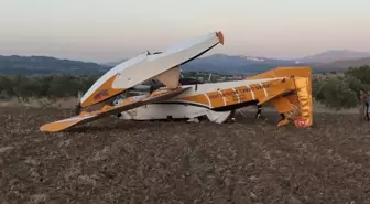 Orman yangınına müdahale eden uçak zorunlu iniş yaparken düştü