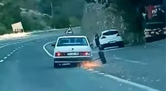 Elazığ'da Tekerleği Kopan Tofaş Şahin Kıvılcımlar Saçtı