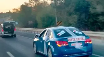 Kütahya'da Düğün Konvoyunda 'Çifte Zafer' Coşkusu
