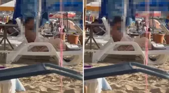 Mide bulandıran hareket! Plajda herkesin içinde kendini tatmin etti