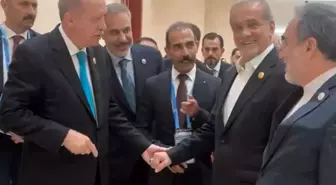 Çin'deki zirvede samimi anlar! Pezeşkiyan'dan Erdoğan'a davet