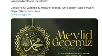 Emine Erdoğan'dan Mevlit Kandili mesajı Açıklaması