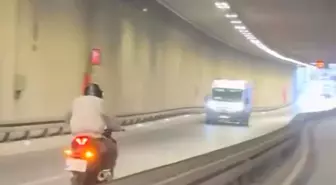 Maltepe'de Tünelde Ters Yöne Giden Motosiklet Sürücüsünün Tehlikeli Yolculuğu