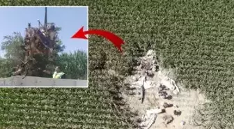 Uçağın enkazı kazanın şiddetini gözler önüne serdi! Kağıt gibi ezildi