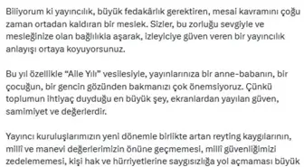 RTÜK Başkanı Şahin'den Yeni Yayın Dönemi Mesajı