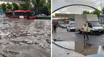 Ankara'da sağanak yağış hayatı felç etti! Yollar göle döndü
