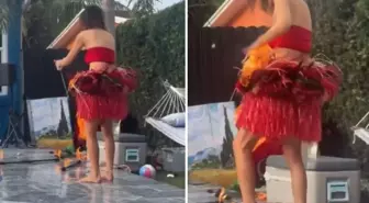 Alevli şov yapmak istedi, kendini yaktı! Son anda kurtuldu