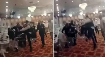 Düğün salonunda tekme tokat birbirlerine girdiler