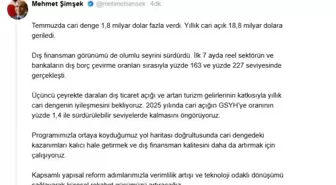 Bakan Şimşek: Cari Dengede İyileşme Bekleniyor