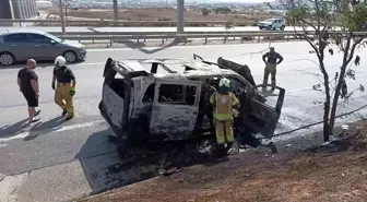Anadolu Otoyolu'nda Hafif Ticari Araçta Yangın Çıktı