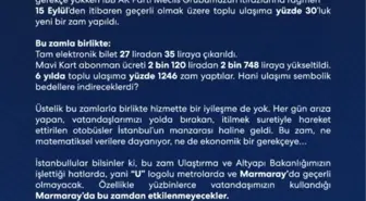 İstanbul'da Toplu Ulaşım Zammı 'U' Logolu Metrolara ve Marmaray'a Uygulanmayacak