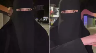 Yanı başındaki iki farklı görüntüyü gösteren çarşaflı kadın, isyan etti