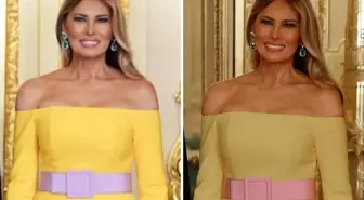 Melania Trump'ın Kraliyet yemeğinde giydiği elbise olay yarattı