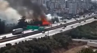 Adana'da Otoyol Kenarında Yangın Çıktı
