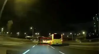 Başakşehir'de Makas Atan Araç İETT Otobüslerine Çarptı