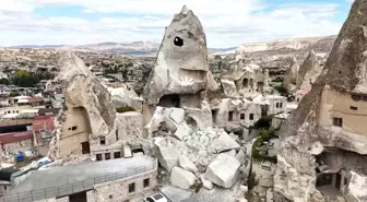 Kapadokya'da milyonlarca yıllık peribacası yıkıldı