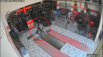 Mardin'de Çırak Lastik Dükkanında Dengesini Kaybedip Düştü