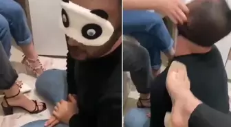İnfial yaratan görüntü! 3 kadın 1 erkeği köle gibi kullandı