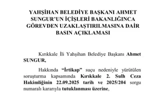 Yahşihan Belediye Başkanı Ahmet Sungur Görevden Uzaklaştırıldı