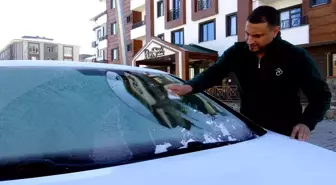 Kars Sarıkamış'ta sıcaklık eksilere düştü, araç camları buz tuttu