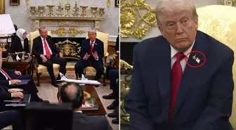 Oval Ofis'te tarihi anlar! Trump'ın yakasındaki rozet dikkat çekti