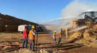 Mardin'de Enerji Şirketine Ait Depoda Mısır Balyası Yangını