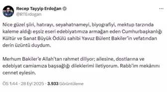Cumhurbaşkanı Erdoğan'dan Yavuz Bülent Bakiler'e Başsağlığı Mesajı