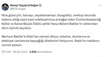 Cumhurbaşkanı Erdoğan'dan Yavuz Bülent Bakiler için taziye mesajı