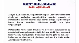 Zonguldak'ta Motosiklet Sürücüsüne Ceza, Eşine Mukavemet Yüzünden Gözaltı