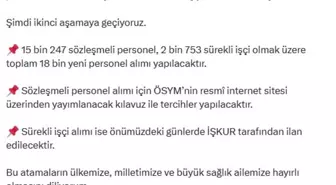 Sağlık Bakanı Memişoğlu'ndan 18 Bin Yeni Personel Alımı Müjdesi