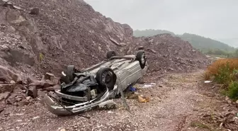 Körfez'de Şarampole Yuvarlanan Otomobilin Sürücüsü Ağır Yaralandı