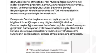 Cumhurbaşkanlığı: KAAN uçakları ve milli motor geliştirme programı doğru yönde ilerliyor