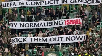 Celtic taraftarları UEFA'yı suçlayarak İsrail'i protesto etti