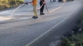 Otomobildeki Yangın Ormana Sıçramadan Söndürüldü