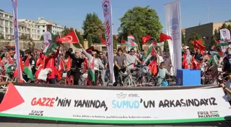 Kayseri'de bisikletliler Küresel Sumud Filosu'na destek için pedal çevirdi