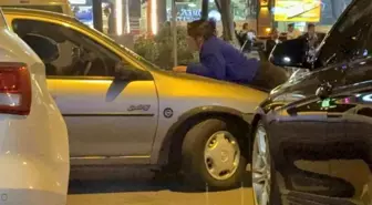 Tartışma Sonrası Kadın Otomobilin Kaputuna Yattı