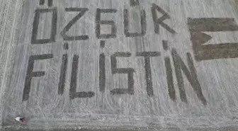 Biga'da Çiftçilerden 'Özgür Filistin' Mesajı