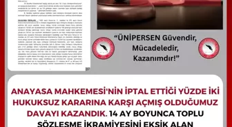 ÜNİPERSEN, Anayasa Mahkemesi Kararıyla İkramiye Hakkını Kazandı