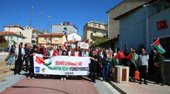 Uşak'ta Filistin'e destek yürüyüşü düzenlendi