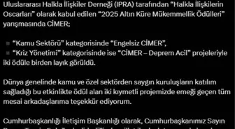 Cumhurbaşkanlığı İletişim Merkezi 2025 Altın Küre Mükemmellik Ödülleri'nde 2 ödül aldı