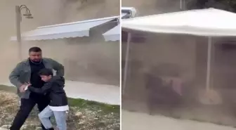 Silivri'de çay bahçesine kaya parçaları düştü