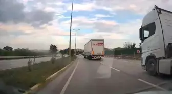 Bandırma'da Tırın Tehlikeli Sürüşü Kamera Kaydında