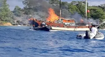 Göcek Açıklarında Gulet Tekne Yangını