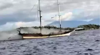 Muğla'da Gulet Teknesinde Yangın Çıktı