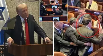 İsrail Meclisi'nde konuşan ABD Başkanı Trump'a protesto